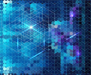 Abstract blue geometric background with glow