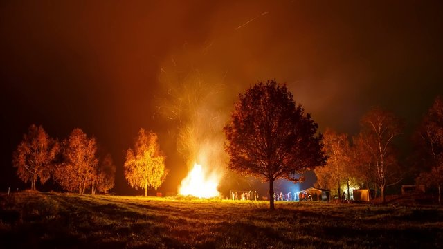 St. Martin's Day Big Fire Timelapse 4K