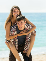 Girl and her boyfriend smiling