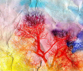 Obraz na płótnie Canvas bright watercolor landscape with trees