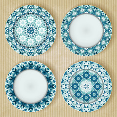 Plates with kaleidoscope pattern set