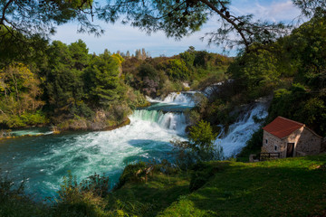 Fototapeta na wymiar National park Krka, waterfalls, Croatia