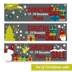 Vextor Set of Cristmas sale banners in flat style