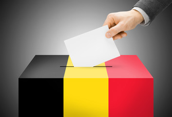 Ballot box painted into national flag colors - Belgium