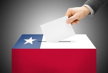 Ballot box painted into national flag colors - Chile