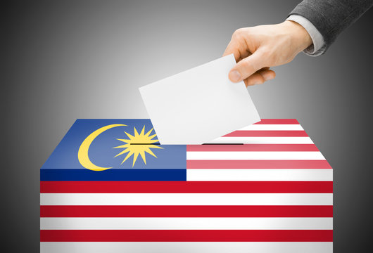 Ballot box painted into national flag colors - Malaysia
