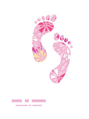 Vector pink abstract triangles footprints silhouettes pattern
