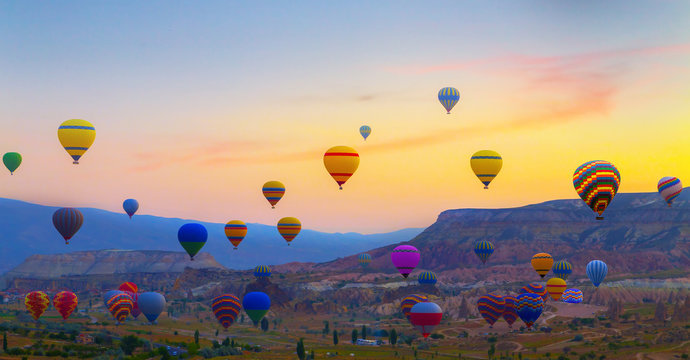 Hot air balloons sunset