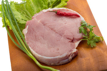 Raw pork steak