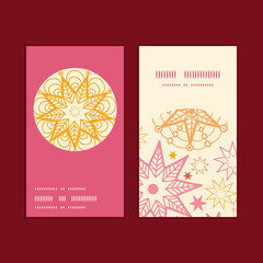 Vector warm stars vertical round frame pattern business cards