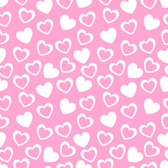 Seamless geometric pattern with hearts. Vector illustration