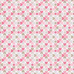 Floral vector seamless pattern. Red, pink, gray, brown and white