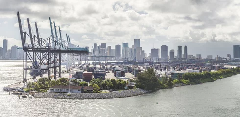 Wall murals Port MIAMI, USA - SEPTEMBER 06, 2014 : The Port of Miami with contain