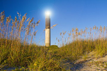 Oak Island Southport North Carolina Lighthouse through the Cassw - 73071133