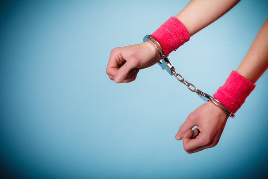 Teen Crime - Teenager Girl In Handcuffs