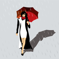 woman with a red umbrella