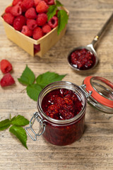 Fresh Homemade Raspberries Jam. Selective focus.
