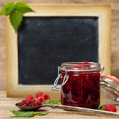 Fresh Raspberries Jam with Chalkboard