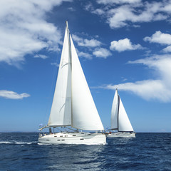 Fototapeta na wymiar Regatta. Luxury yachts in the waters of the Sea.