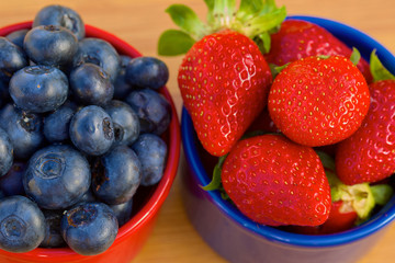 Blueberry and strawberry in cans
