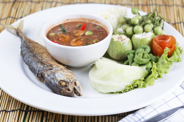 Chili paste with fried mackerel