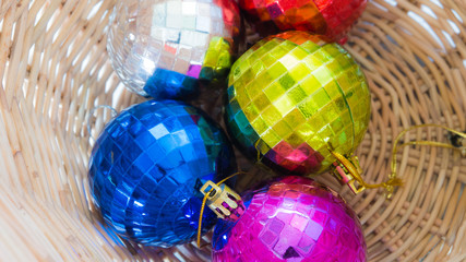 Crystal Christmas ball in the basket.