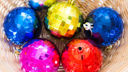 Crystal Christmas ball in the basket.