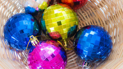 Crystal Christmas ball in the basket.