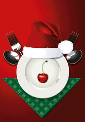 Vector illustrator of Christmas table setting. EPS 10.