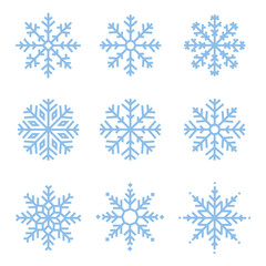 Various winter snowflakes set