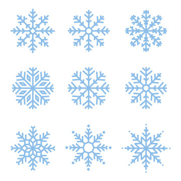 Various winter snowflakes set