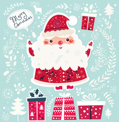 Christmas vector illustration with Santa Claus