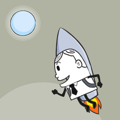 Business man rocket