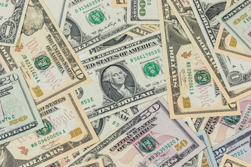 Fototapeta na wymiar Banknotes in US currency as US dollar