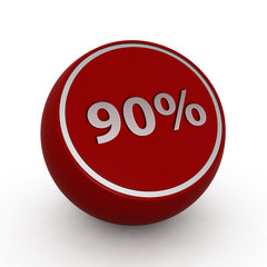 Ninety percent circular icon on white background