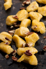 Pumpkin gnocchi with mushroom sauce