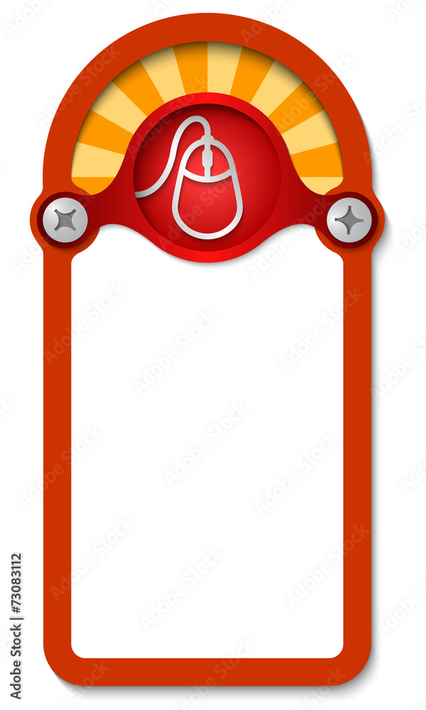 Fototapete red vertical box for any text with mouse icon