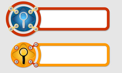 abstract boxes for any text with screws and magnifier