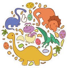 Dinosaur Cute Circle Banner
