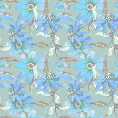 Blue Flower Seamless Pattern