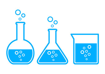 Laboratory glass icons on white background