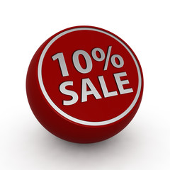 Sale ten percent circular icon on white background
