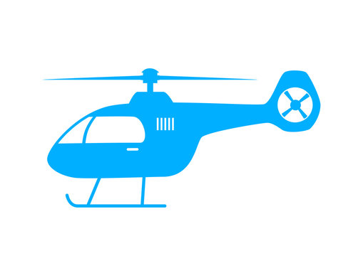 Blue helicopter icon on white background