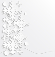3D paper snowflakes. Winter vector illustration.