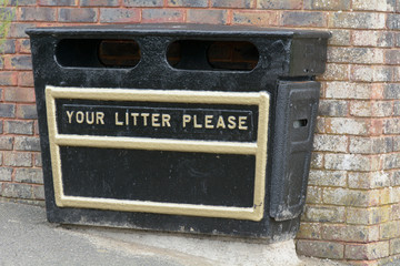 Black litter bin