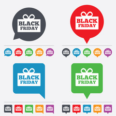 Black friday gift sign icon. Sale symbol.