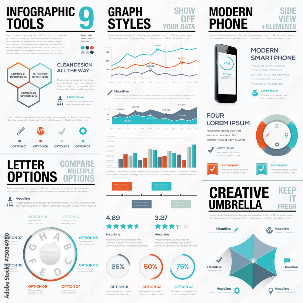 Poster modern statistics and info graphic vector elements for business