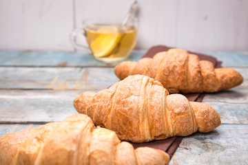 croissant with tea