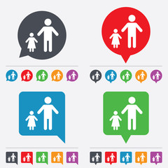 One-parent family with one child sign icon.