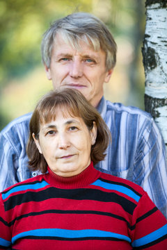 Senior Caucasian couple head and shoulders portrait